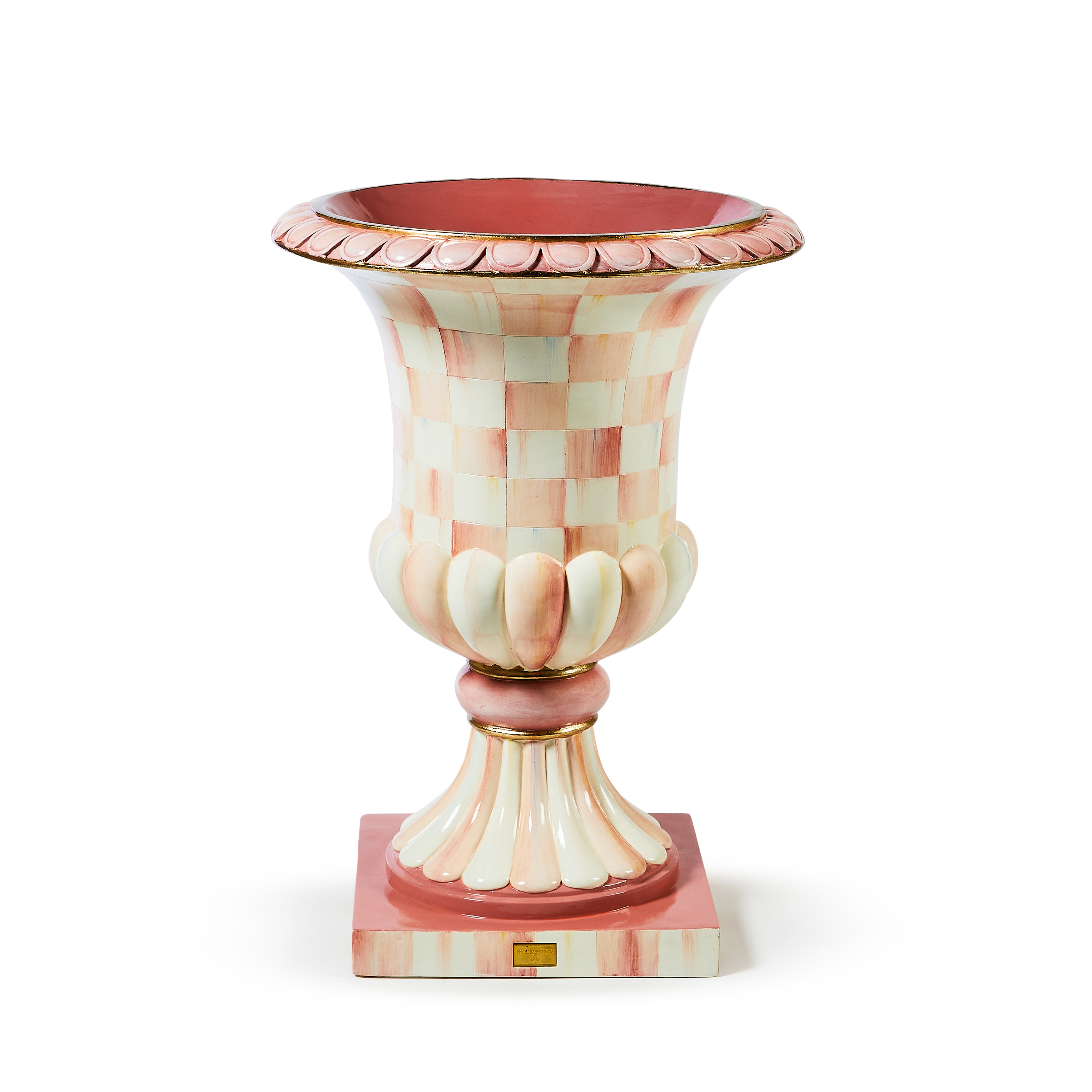 MacKenzie-Childs Rosy Check Pedestal Urn - Thumbnail 2
