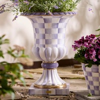 Violet Check Pedestal Urn