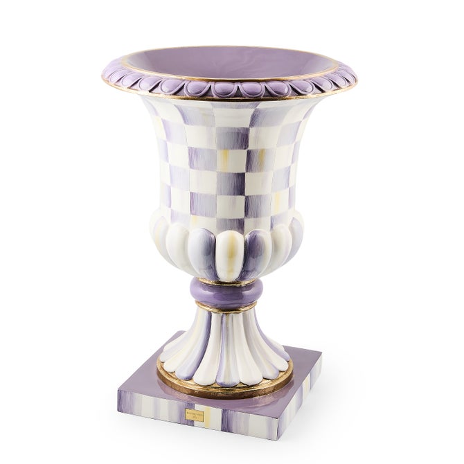 Violet Check Pedestal Urn image number 3