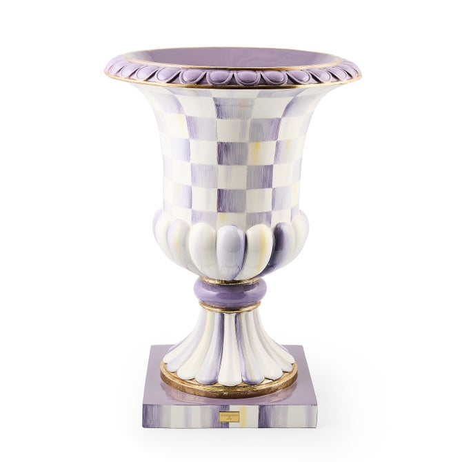 Violet Check Pedestal Urn image number 0
