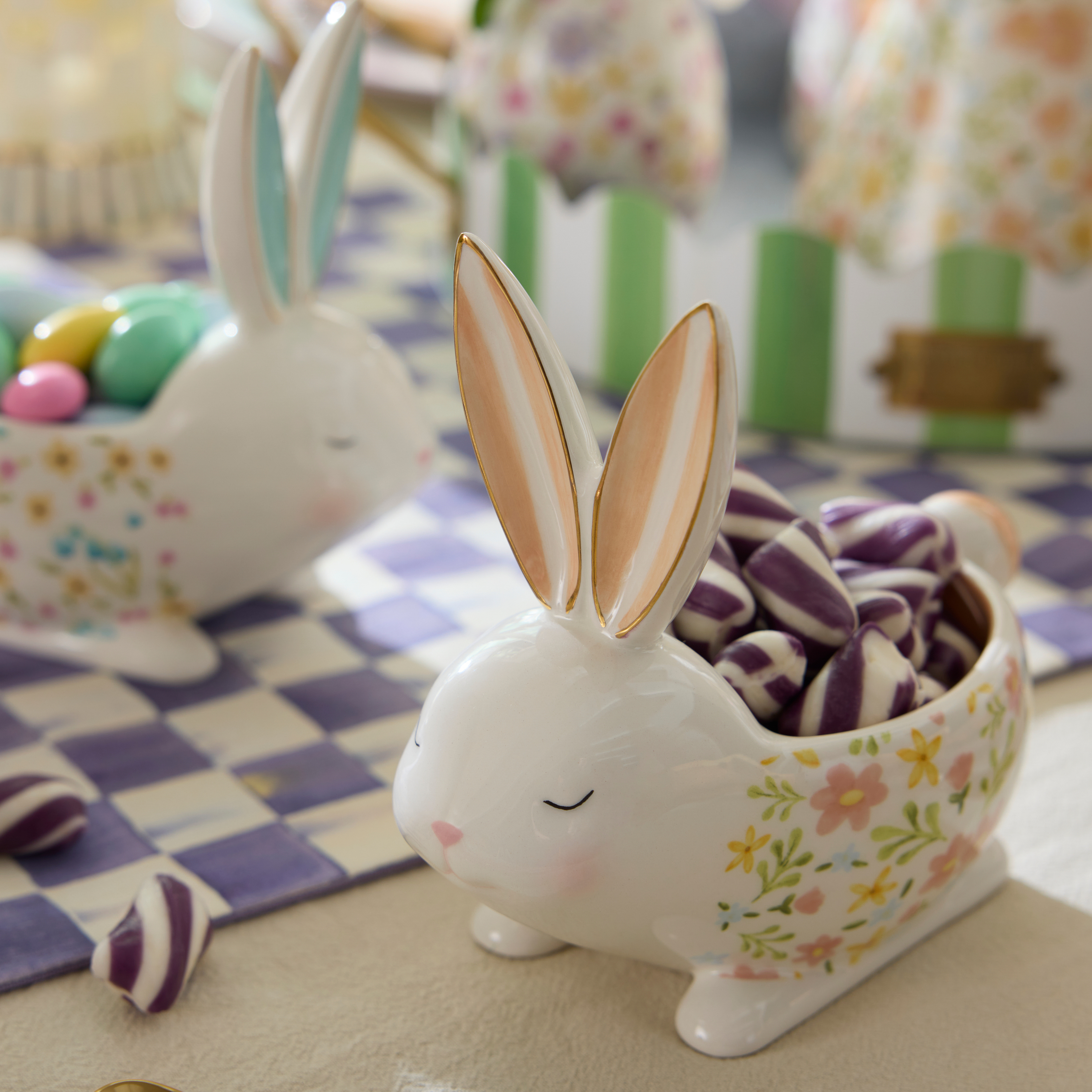 MacKenzie-Childs | Posie Patch Ceramic Rabbit Candy Dishes, Set of 3