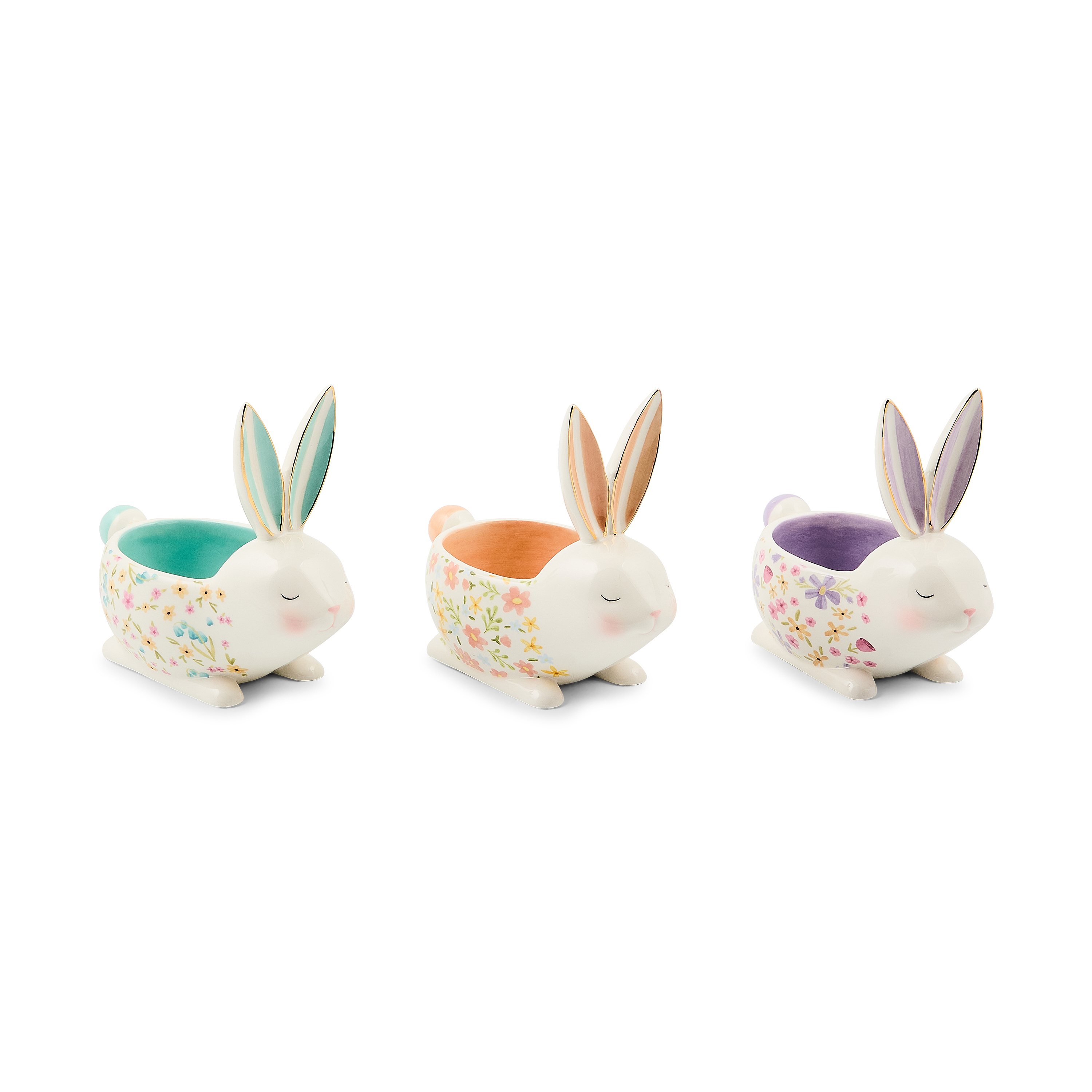 MacKenzie-Childs | Posie Patch Ceramic Rabbit Candy Dishes, Set of 3