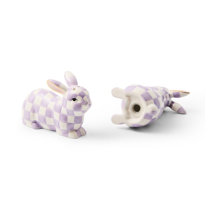 Violet Check Bunny Salt and Pepper Set image number 2