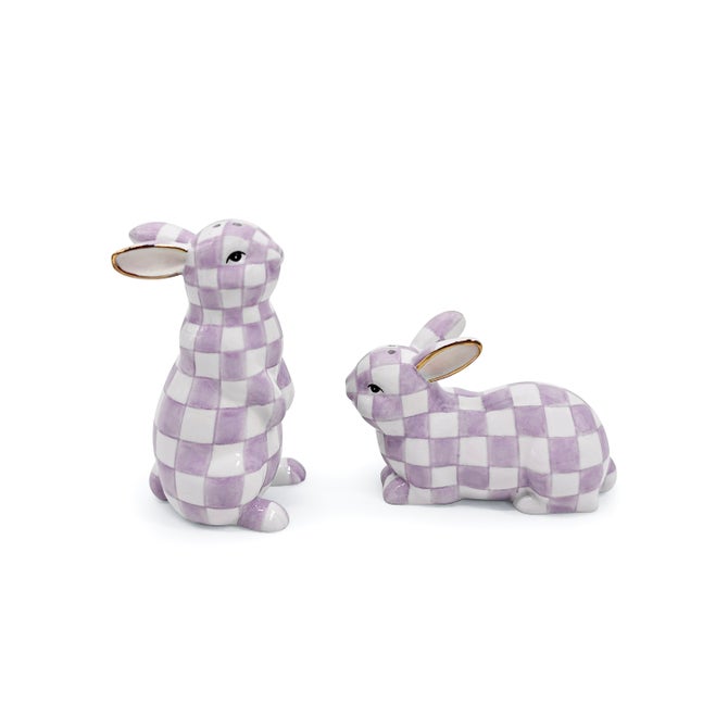 Violet Check Bunny Salt and Pepper Set image number 0