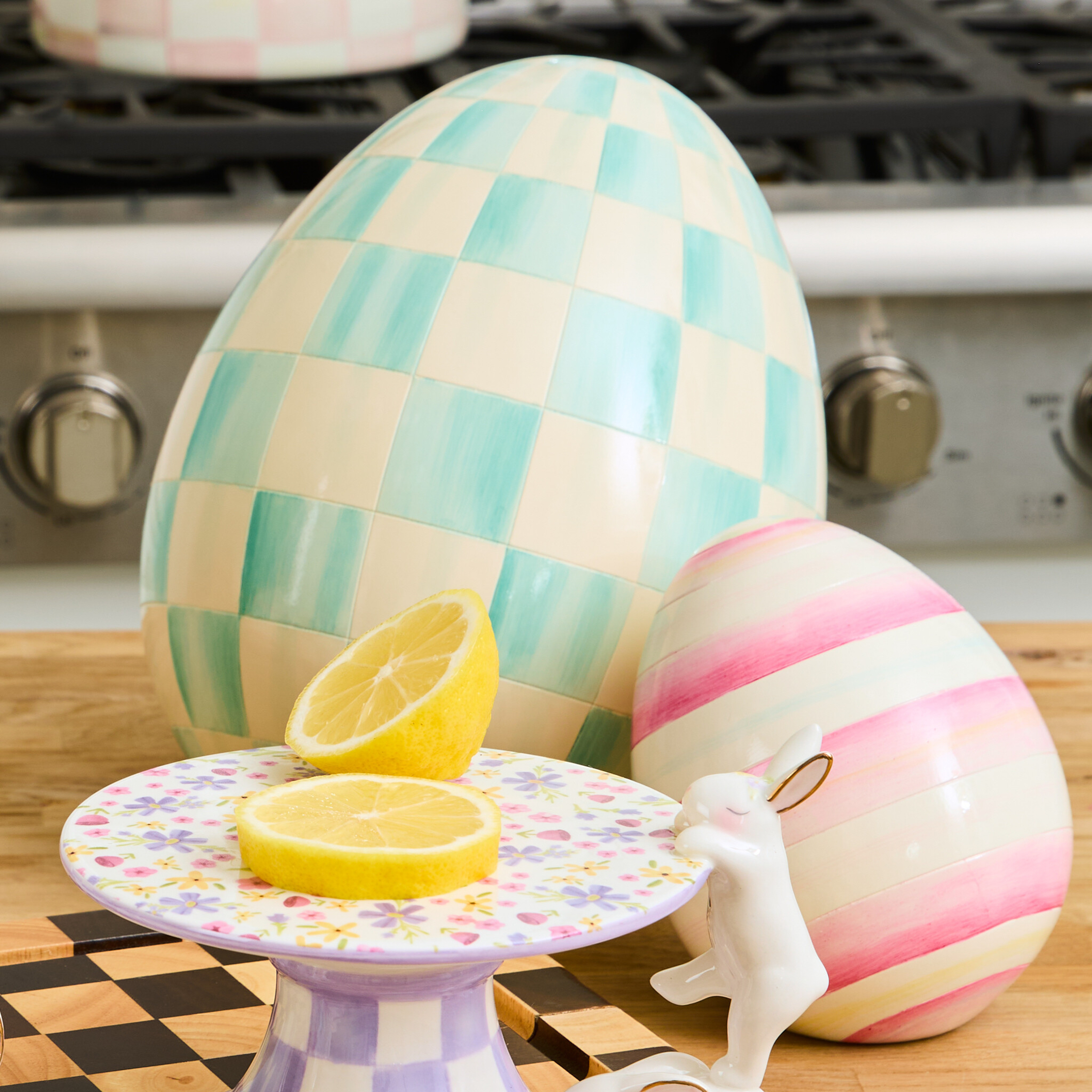 マッケンジーチャイルズ　エッグスタンド MacKenzie-Childs | Bubblegum Stripe Mini Egg