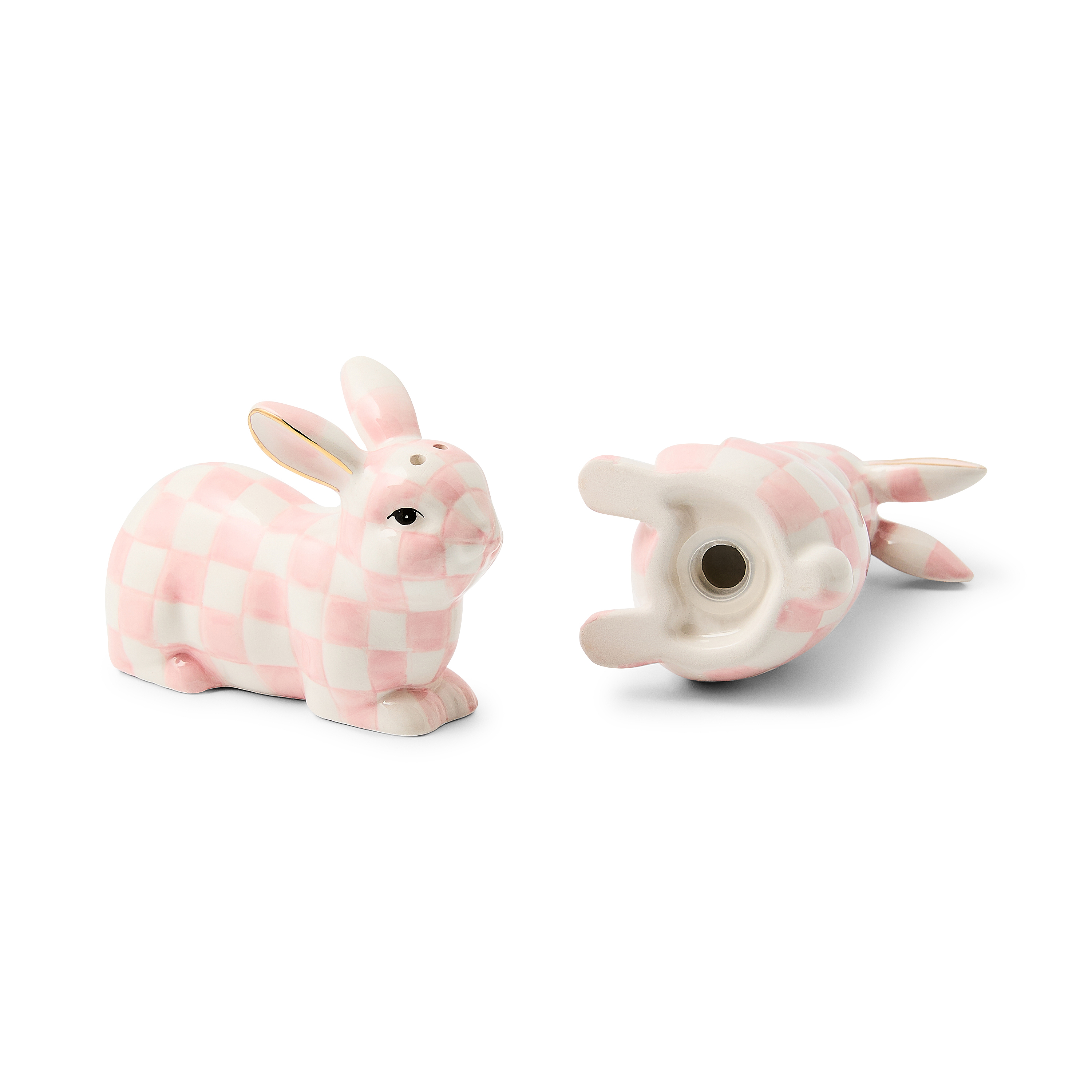 MacKenzie-Childs | Rosy Check Bunny Salt and Pepper Set