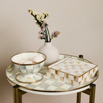 Mocha Check Cocktail Napkin Holder