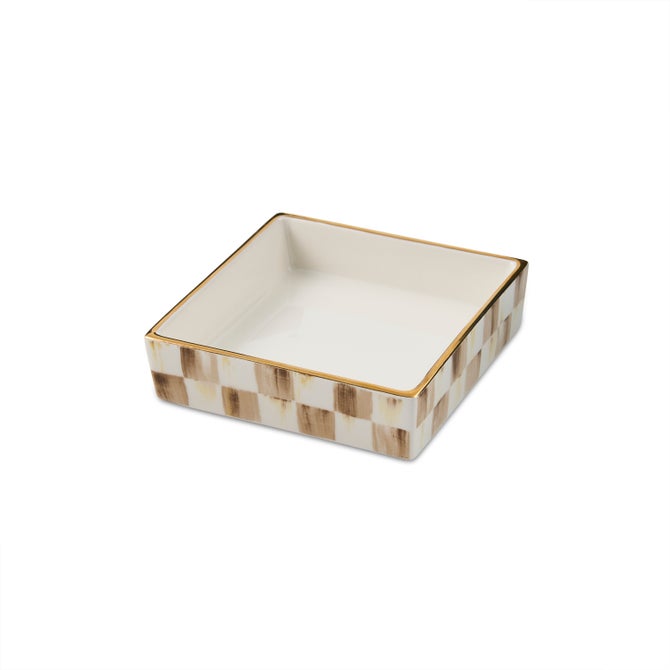 Mocha Check Cocktail Napkin Holder image number 0