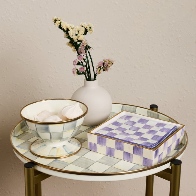 Violet Check Cocktail Napkin Holder image number 1