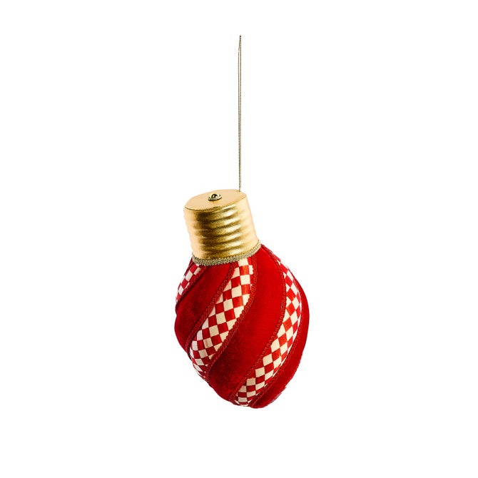 Check It Out Red Check Lightbulb Fabric Ornament image number 0