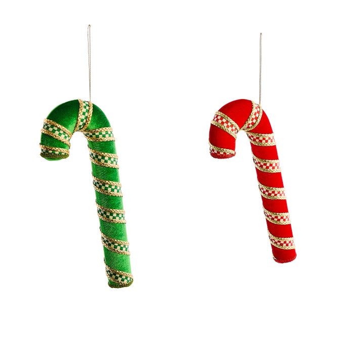 Check It Out Candy Cane Fabric Ornaments, Set of 2 image number 0