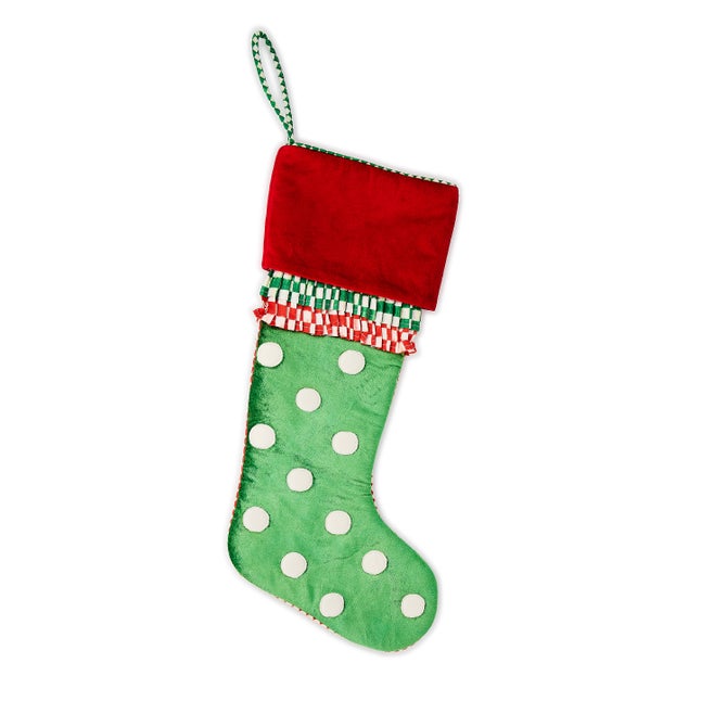 Check It Out Green & White Polka Dot Stocking image number 0