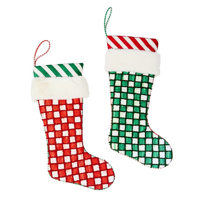 Check it Out Red & Green Stockings Set of 2 image number 0
