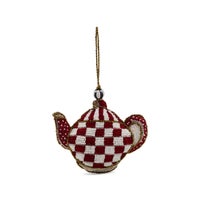 Cherry Check Teapot Beaded Ornament