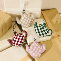 Rosy Check Teapot Beaded Ornament