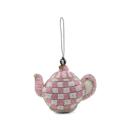 Rosy Check Teapot Beaded Ornament