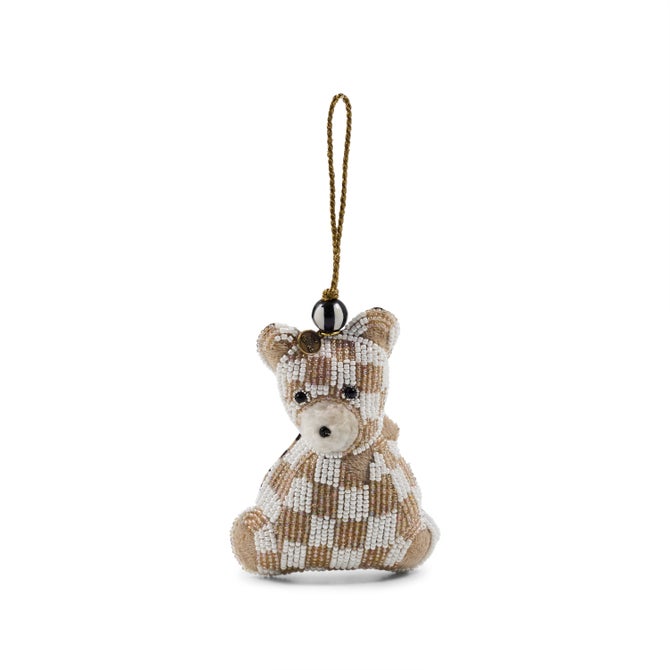 Mocha Check Bear Beaded Ornament image number 0