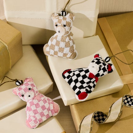Rosy Check Bear Beaded Ornament