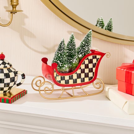 Merry Christmas Tin Sleigh with Trees