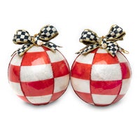 Checkmate Red & White Check Ball Ornaments - Set of 2