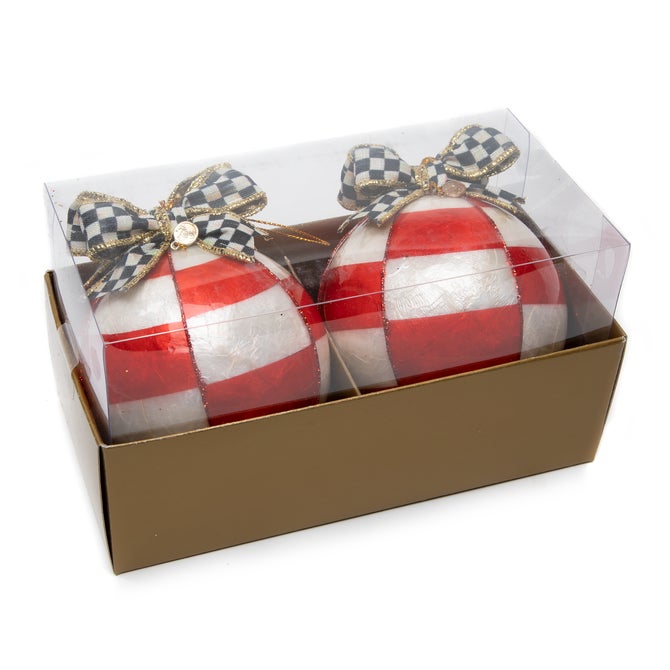 Checkmate Red & White Check Ball Ornaments - Set of 2 image number 1