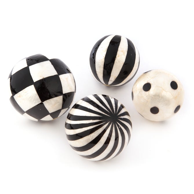 Black & White Capiz Balls - Set of 4 image number 0