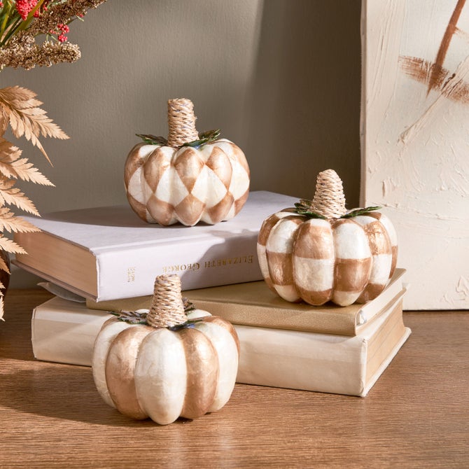 Mocha Capiz Pumpkins, Set of 3 image number 1