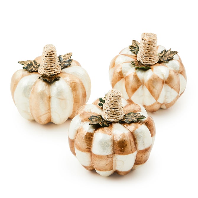 Mocha Capiz Pumpkins, Set of 3 image number 0