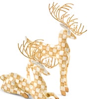 Mocha Check Capiz Deer, Set of 2