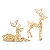Mocha Check Capiz Deer, Set of 2