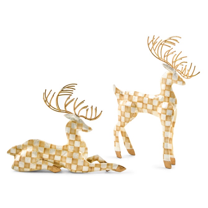 Mocha Check Capiz Deer, Set of 2 image number 3