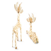 Mocha Check Capiz Deer, Set of 2