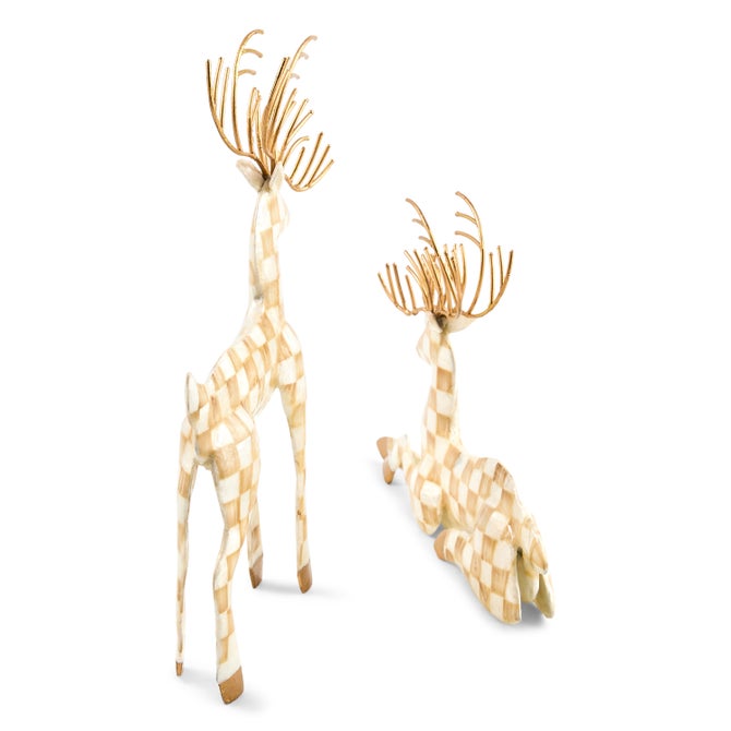 Mocha Check Capiz Deer, Set of 2 image number 4