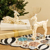 Mocha Check Capiz Deer, Set of 2