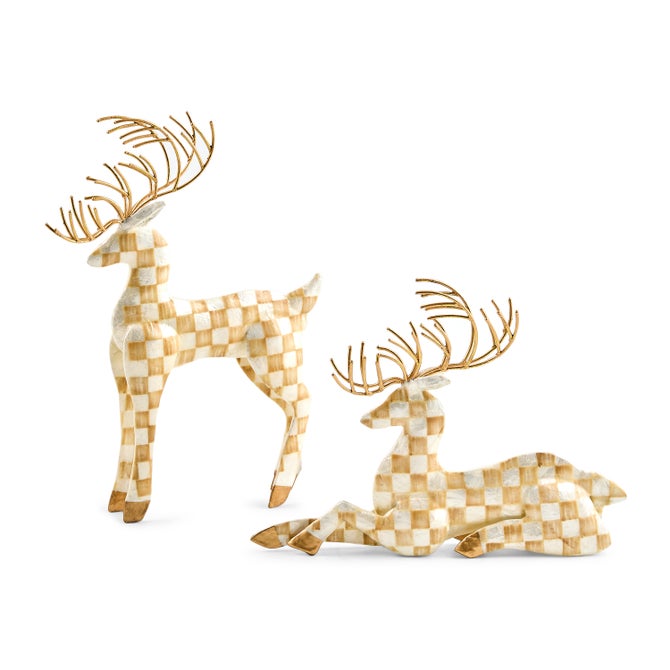 Mocha Check Capiz Deer, Set of 2 image number 0