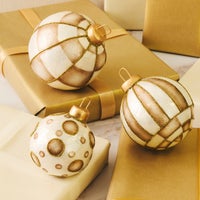 Mocha Capiz Tabletop Ornament Balls, Set of 3