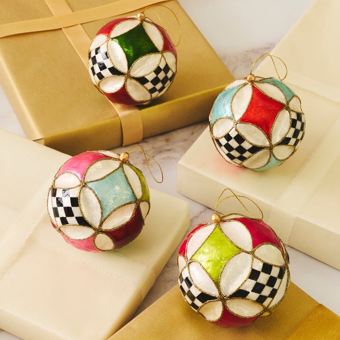 Confetti Capiz Circus Ball Ornaments, Set of 4 image number 1