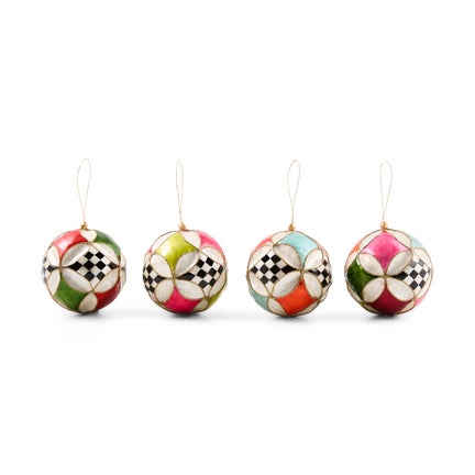 Confetti Capiz Circus Ball Ornaments, Set of 4