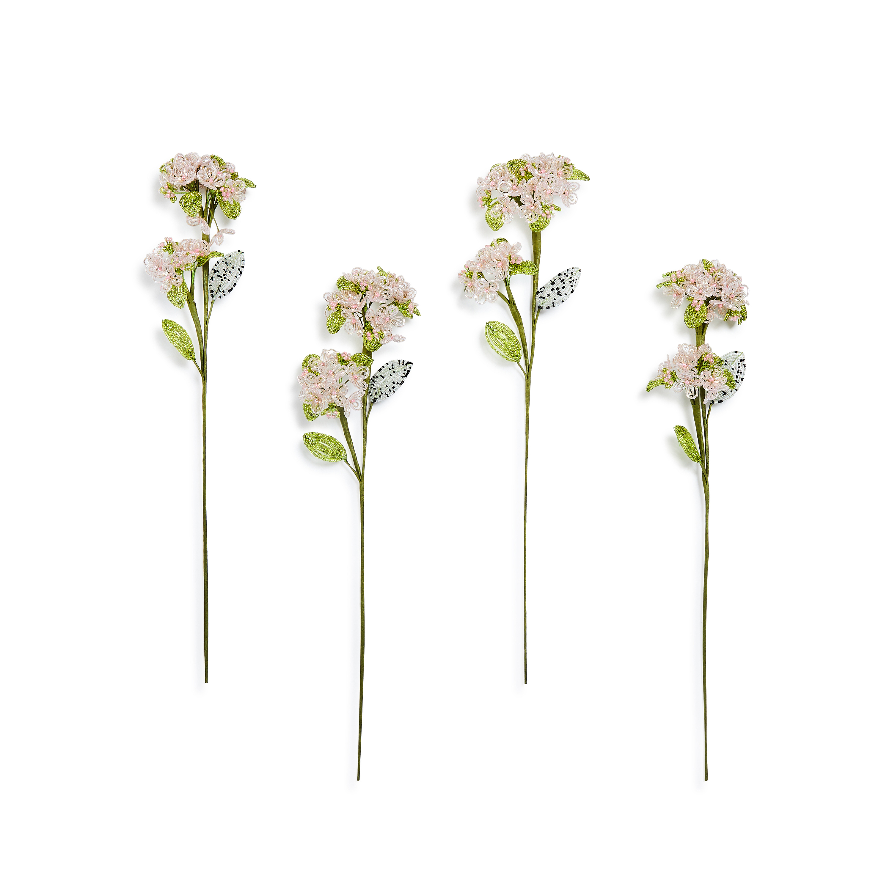 MacKenzie-Childs | Pink Hydrangea Beaded Flower Stem, Set of 4