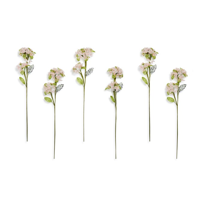 Pink Hydrangea Beaded Flower Stem, Set of 6 image number 0