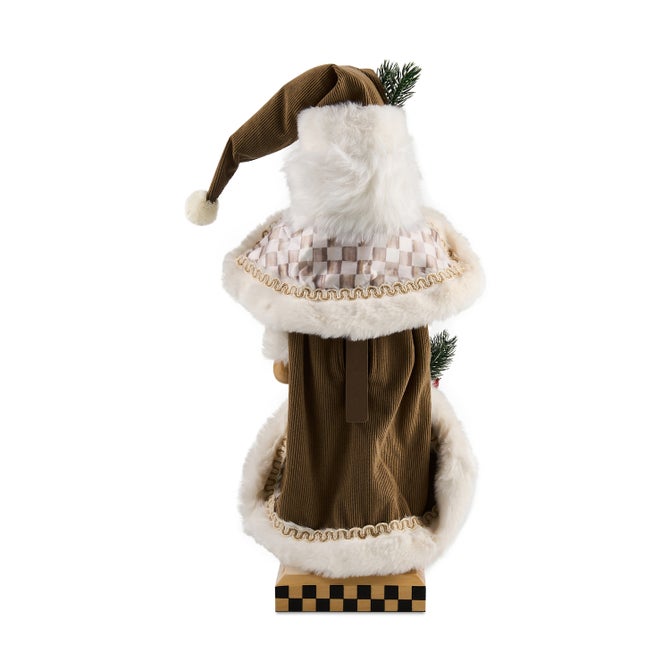 Mocha Check Wood Santa Nutcracker image number 2