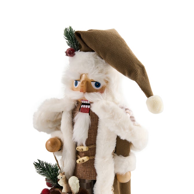 Mocha Check Wood Santa Nutcracker image number 3