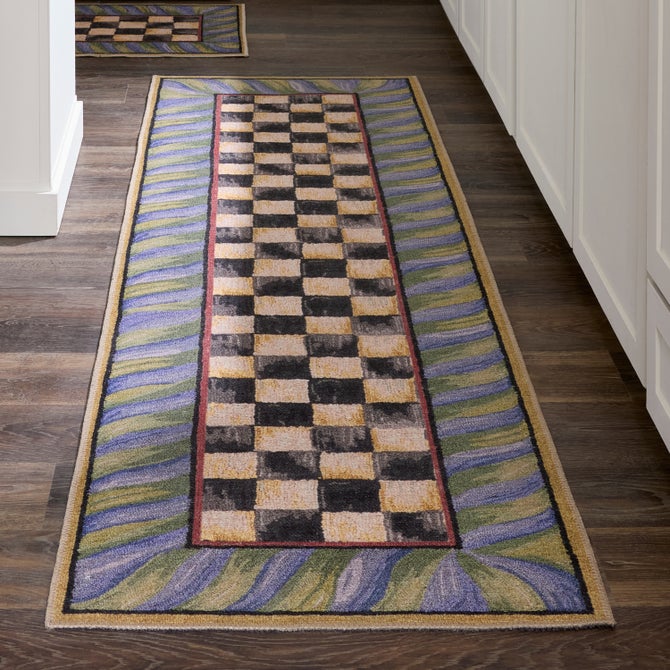 Courtly Check Purple & Green 2'6" x 8' Washable Runner image number 1