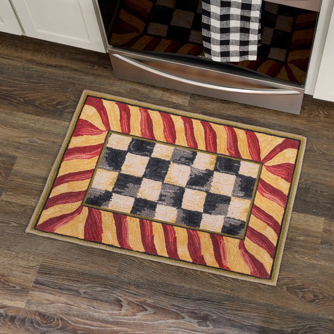 Courtly Check Red & Gold 2' x 3' Washable Rug image number 1