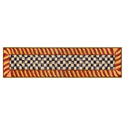 Courtly Check Red & Gold 2'6" x 10' Washable Runner