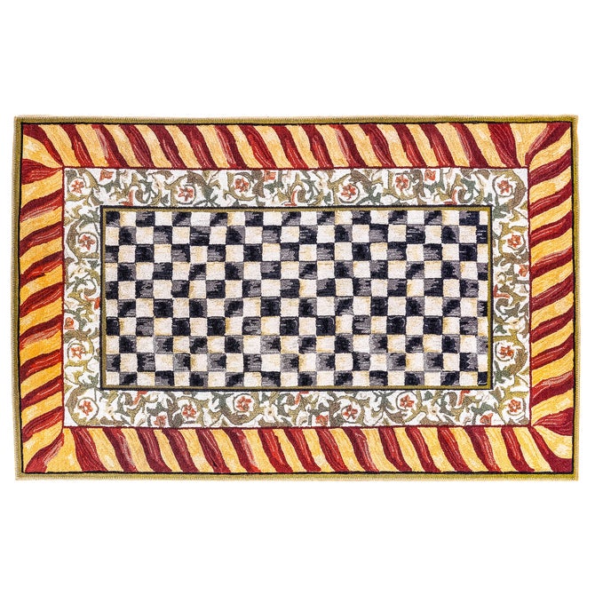 Courtly Check Red & Gold 5' x 7'6" Washable Rug image number 0