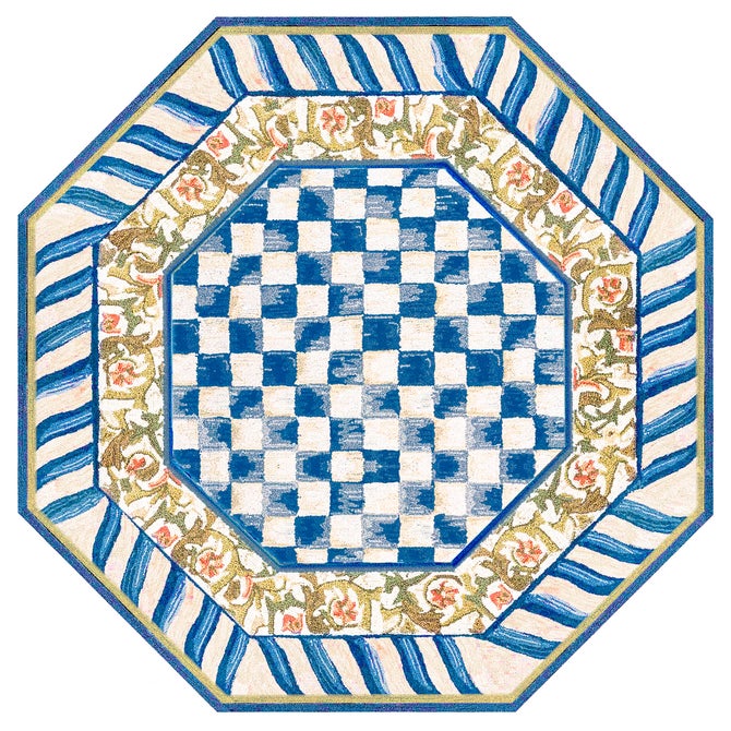 Truly Royal Check 6' Octagon Washable Rug image number 0