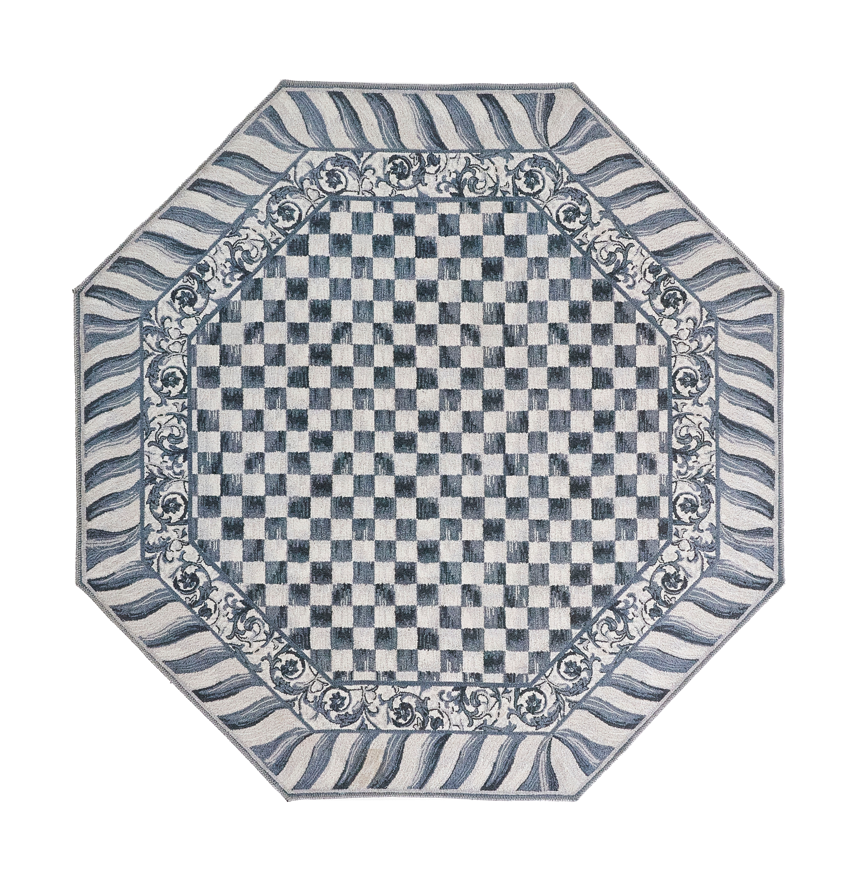 Sterling Check 6' Octagon Washable Rug