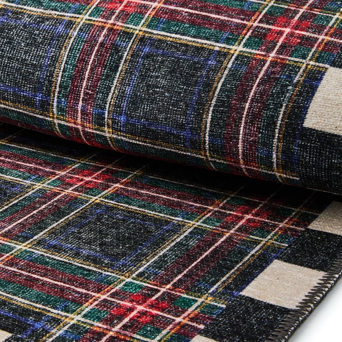 Stewart Tartan Black 2' x 3' Washable Rug image number 1
