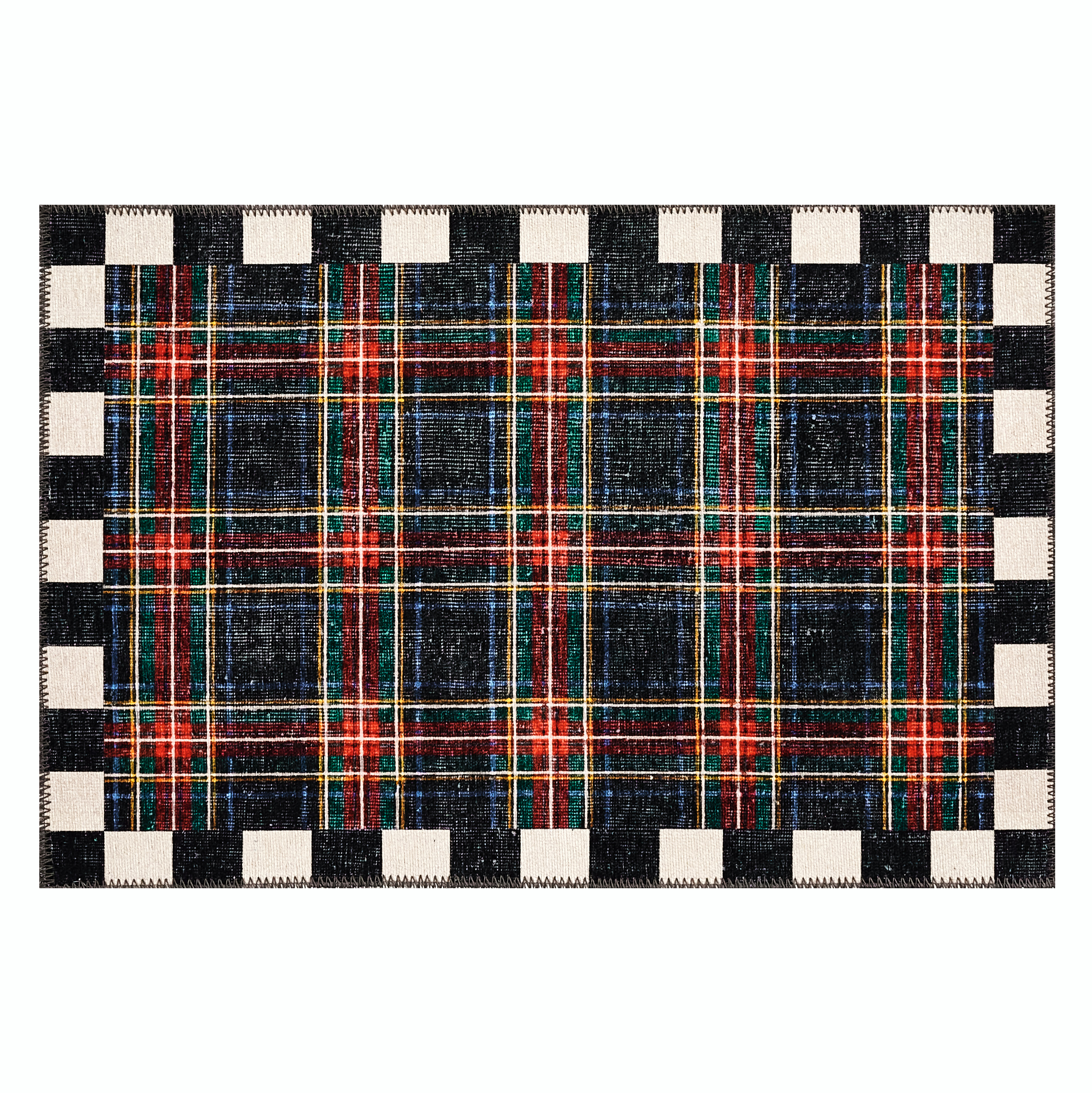 MacKenzie-Childs | Stewart Tartan Black 2' x 3' Washable Rug